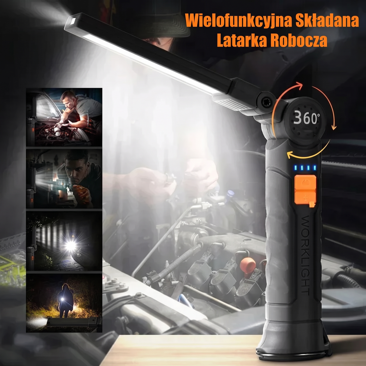WorkLight Pro™ — Składana Latarka Robocza