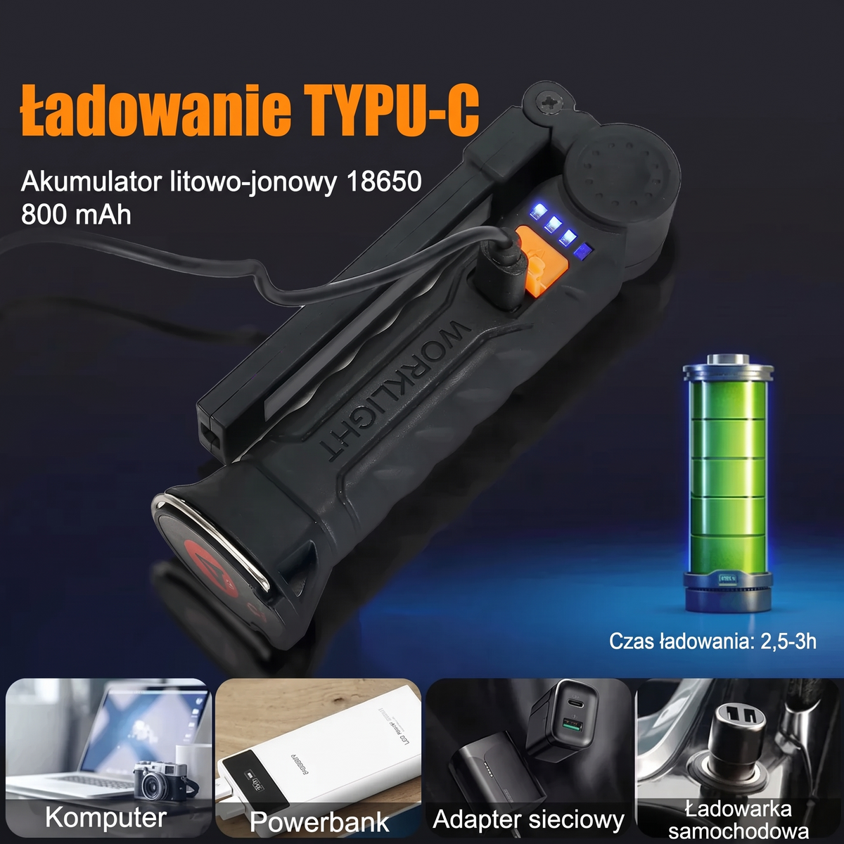 WorkLight Pro™ — Składana Latarka Robocza