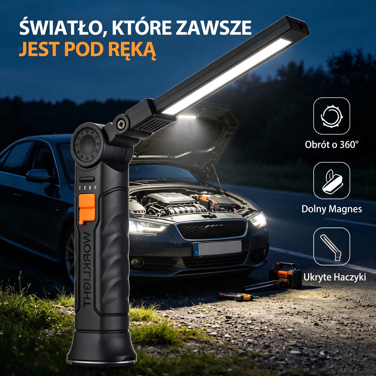 WorkLight Pro™ — Składana Latarka Robocza